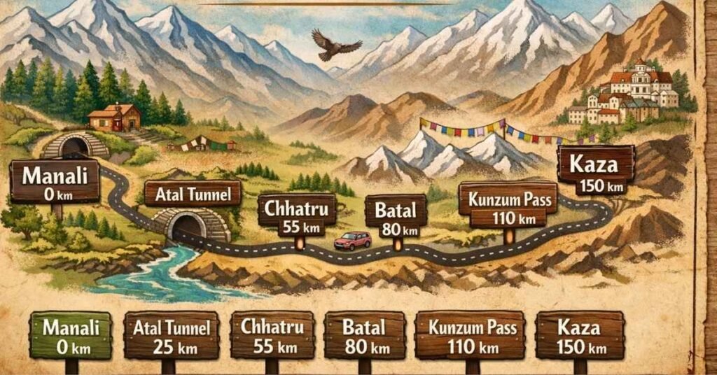 Manali to Spiti Valley Distance